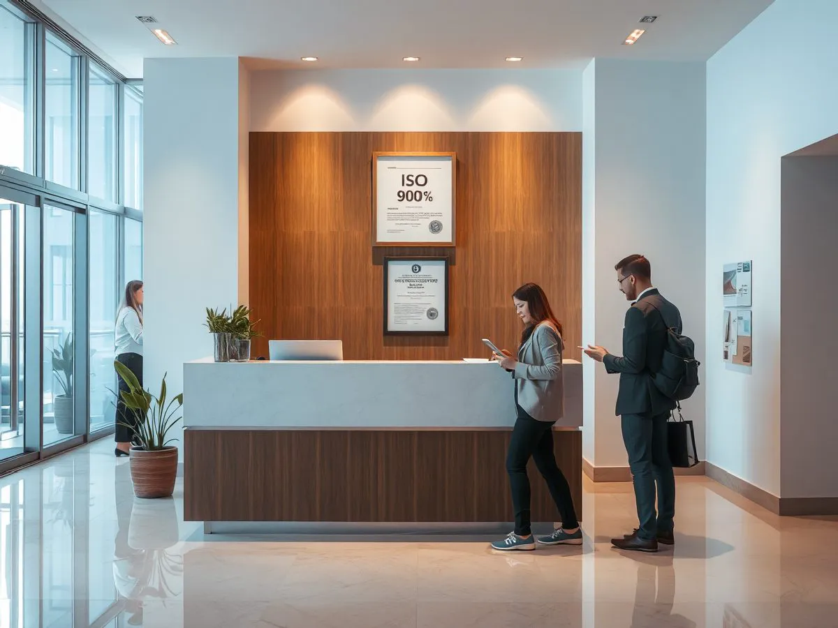 荣盛达前台接待服务ISO 9001认证展示场景